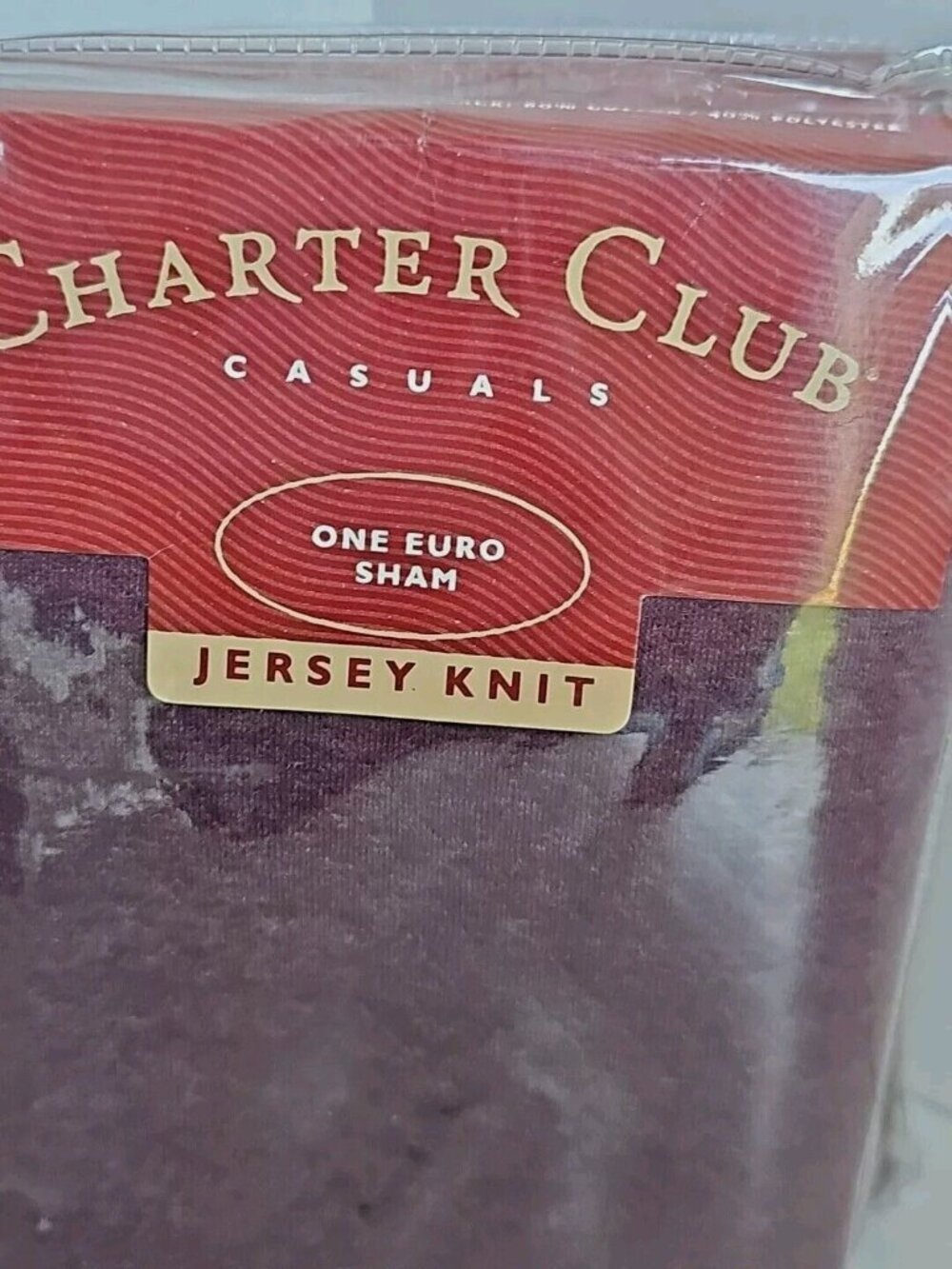 New Charter Club Plum Euro Sham Jersey Knit 30" square Macys vintage set of 2 - Picture 4 of 11
